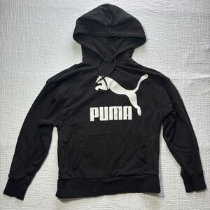 PUMA Men's Black and White Logo Hoodie